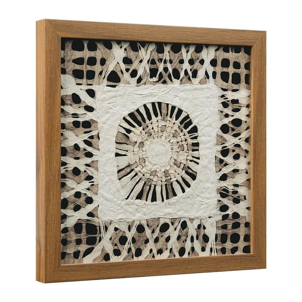 8664 Boho Wall Art Living Room Decor, 12" Abstract Framed Artwork, Handmade